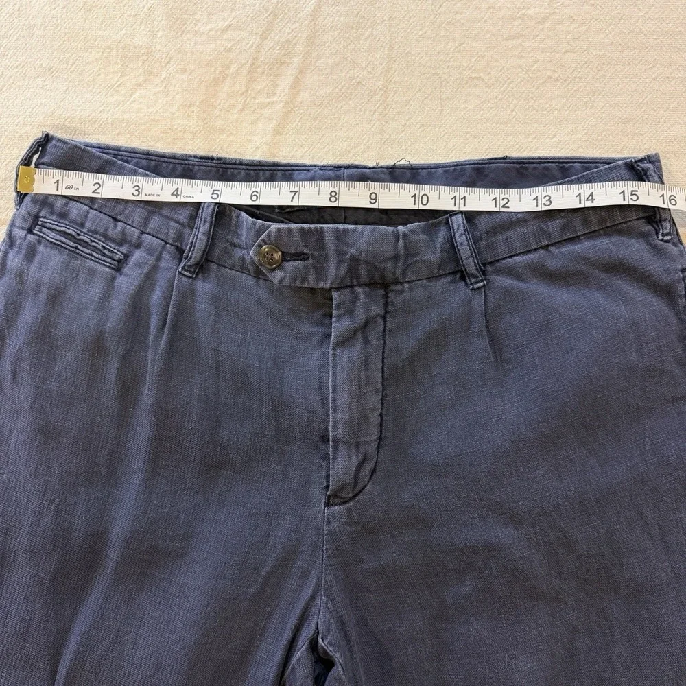 Polo Ralph Lauren Linen Blend Pants Mens 34x30 Slim Fit Blue Lightweight Woven